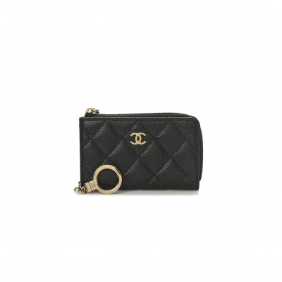 CHANEL CAVIAR QUILTED ZIPPED KEY HOLDER CASE BLACK AP0221 (11*7*2cm)